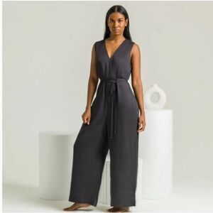 Ettitude 100% Bamboo Lyocell Navy Sleeveless Wide Leg Comfort Jumpsuit Size XL